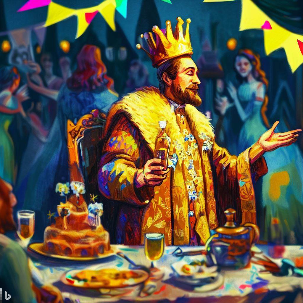 Een koning op een feest